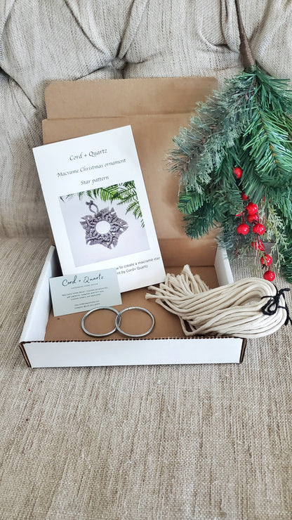 DIY macrame star Christmas ornament kit.