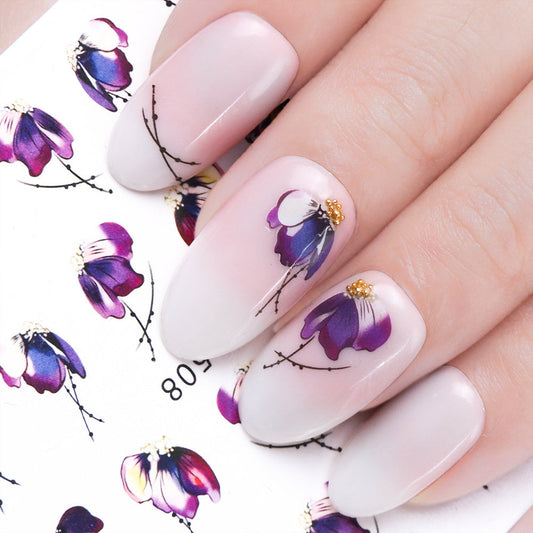 Butterfly Flower Water Transfer Decal Nail Sticker