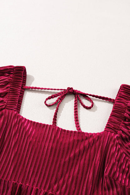 Velvet Tie-Back Square Neck Babydoll Dress