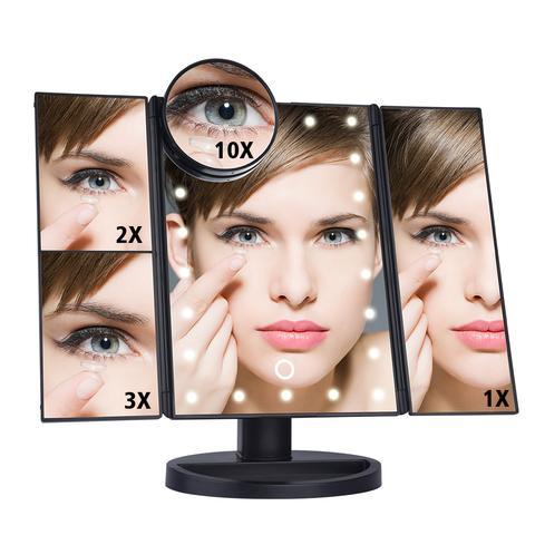 Foldable Magnifying Makeup Mirror with Lamp