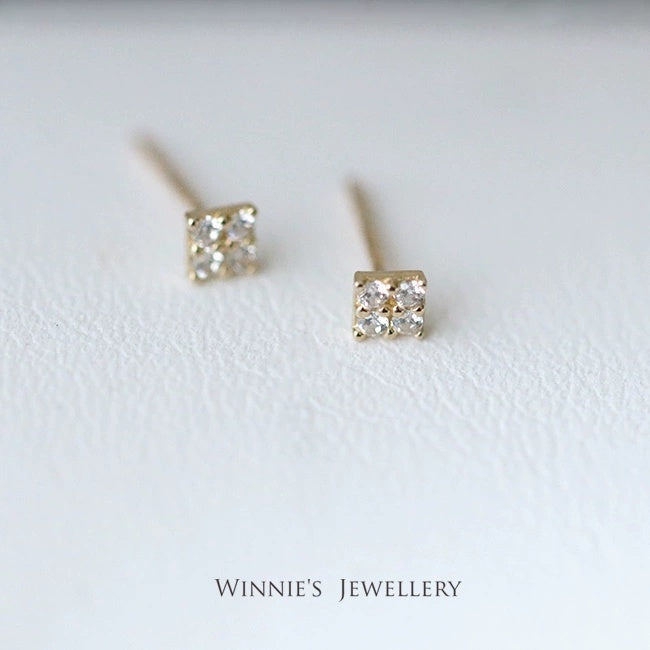 Gold-Plated Sterling Silver Carbink Square Stud Earrings
