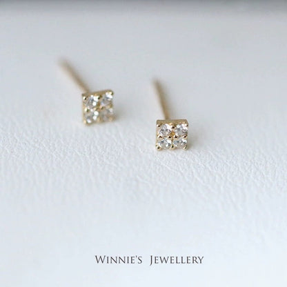 Gold-Plated Sterling Silver Carbink Square Stud Earrings