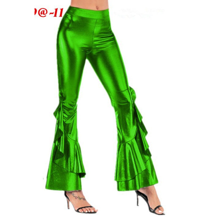 Women's Slim-fit Leather Bell-bottom Pants