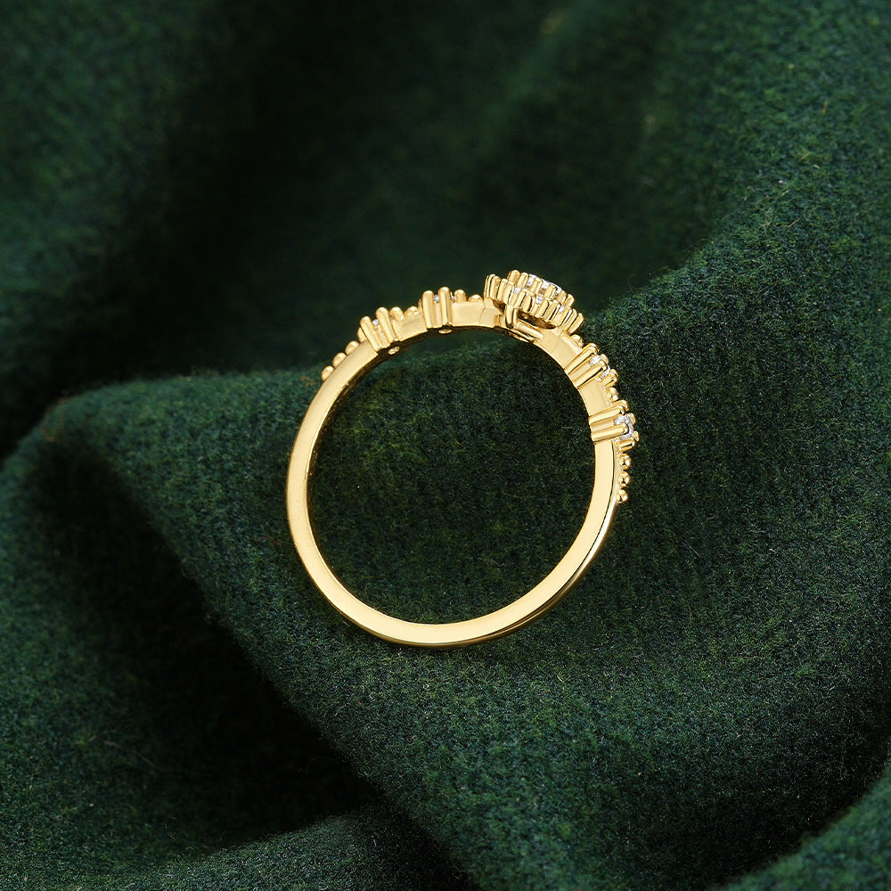 Lux Flower Rhinestone 925 Silver Proposal Ring