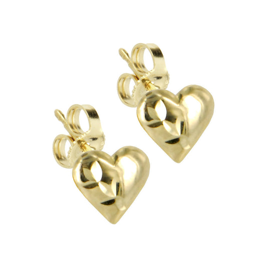 Solid 14k Gold PUFFED HOLLOW HEART Earrings