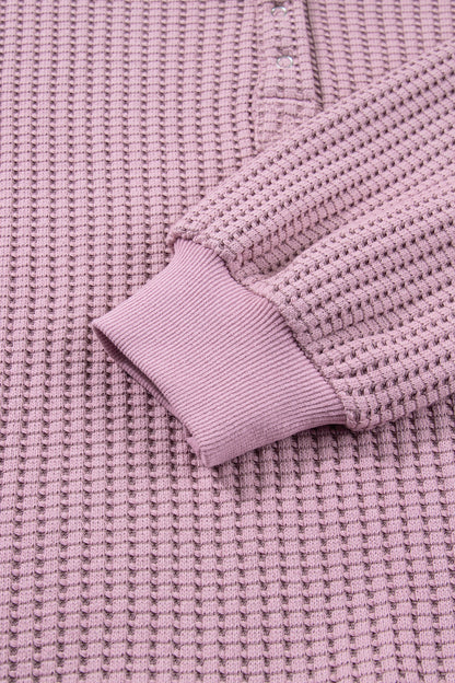 Solid Textured Snap Button Collar Baggy Top