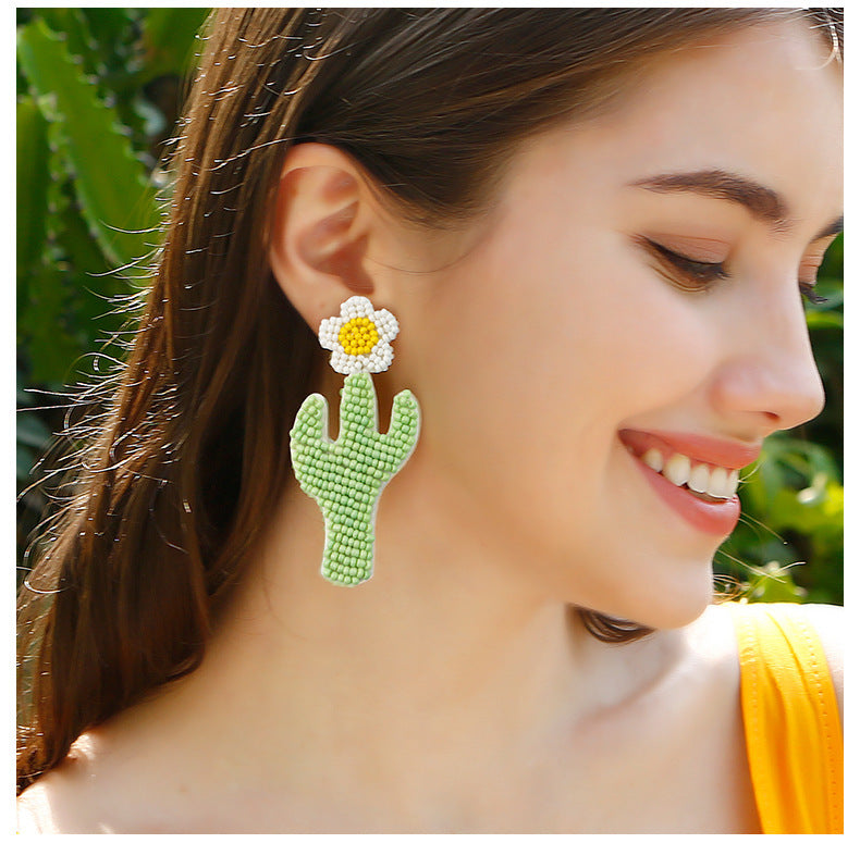 Handmade Bead Flower Earrings