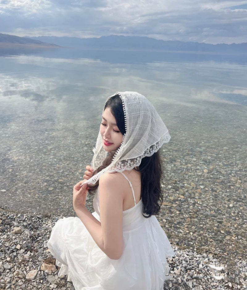 Hand-Knitted Triangular Headcloth Sweet Style