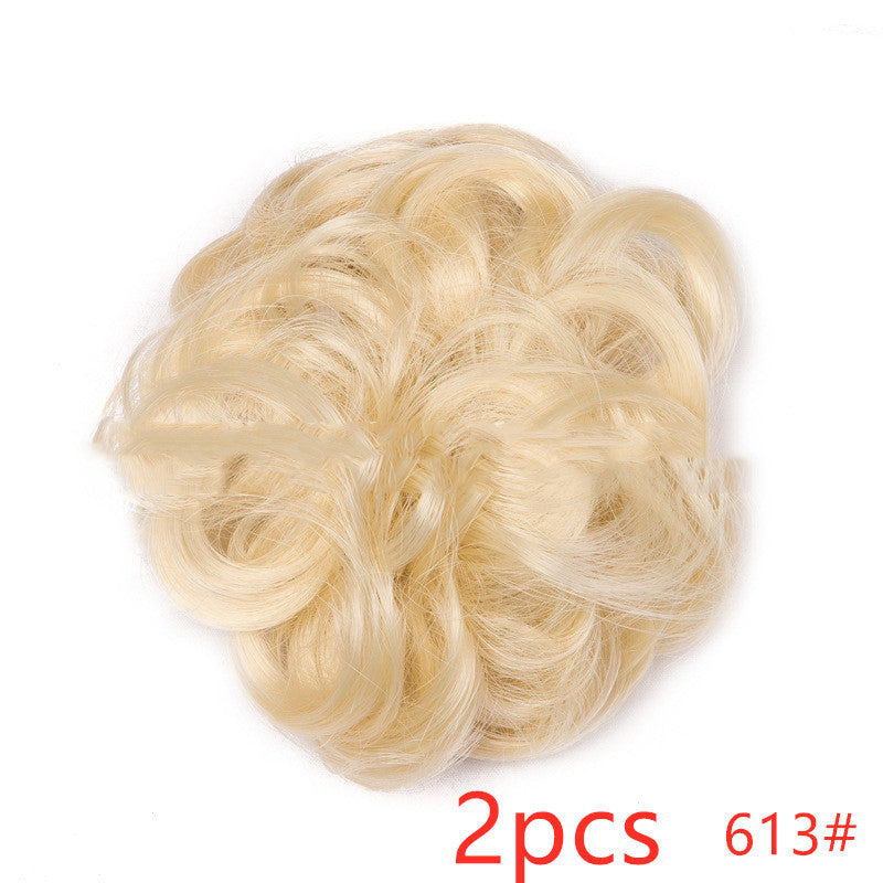 Fluffy Drawstring Curly Hair Bun Hair Set