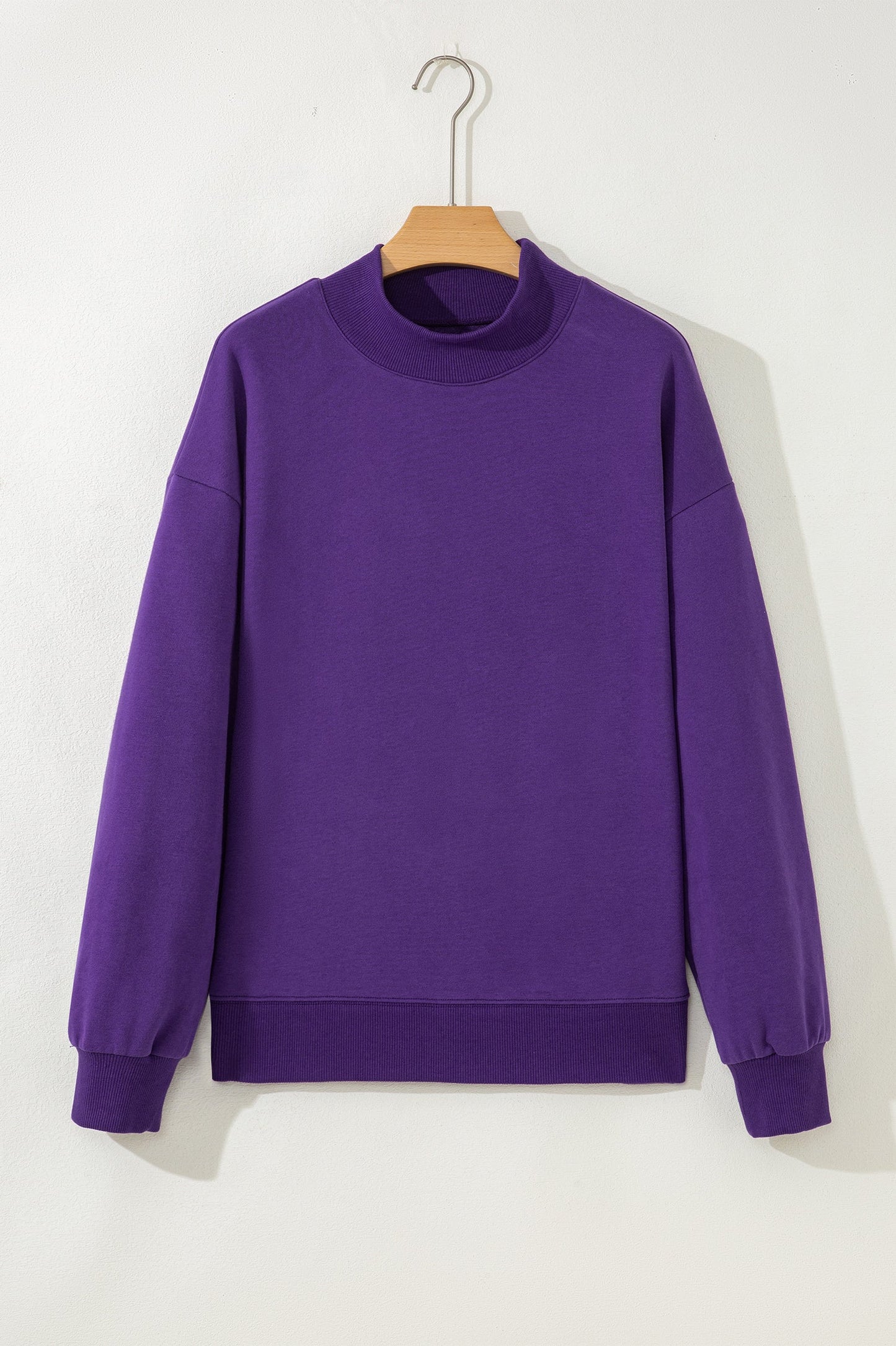 Solid Oversized Mock Neck Sweatshirt Top
