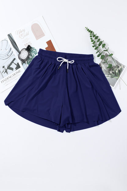 Drawstring Elastic Waist Ruffle Shorts Bikini Bottom