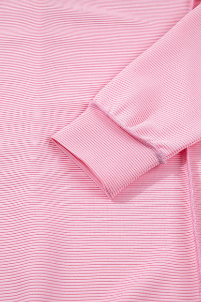 Ribbed Exposed Seam Drop Shoulder Pullover