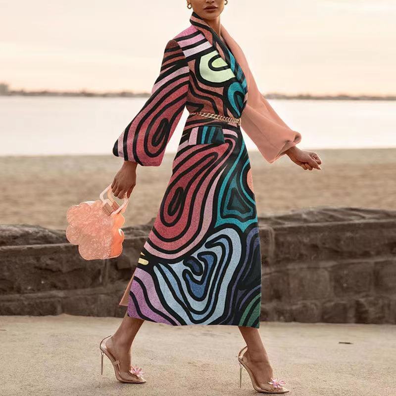 Lapel Long Sleeve Fashion Casual Woolen Warm Coat