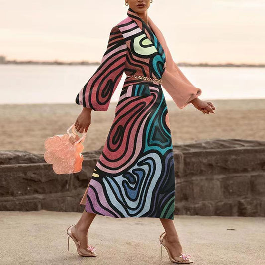 Lapel Long Sleeve Fashion Casual Woolen Warm Coat