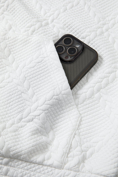 Cable Lattice Textured Kangaroo Pocket Hoodie