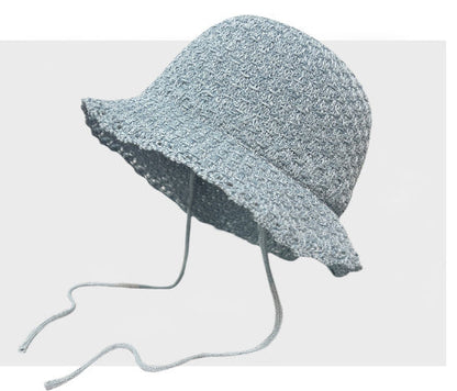 Knitted Lace-up Bow Lace Gentle Outing Sunshade Mori Bucket Hat