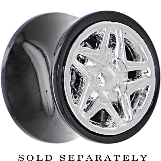 Black Acrylic STAR WHEEL FRAME Saddle Plug 00G to 20mm