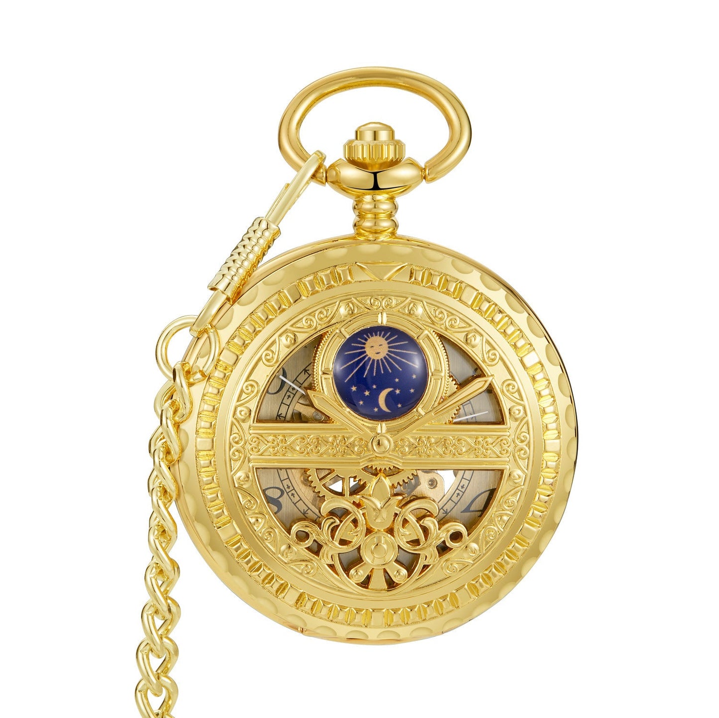 Golden Retro Semi-automatic Mechanical Pocket Watch