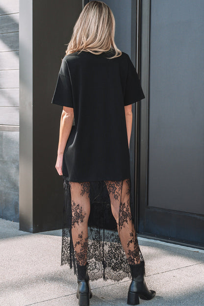 Floral Patchwork Short Sleeve Loose Maxi Dress