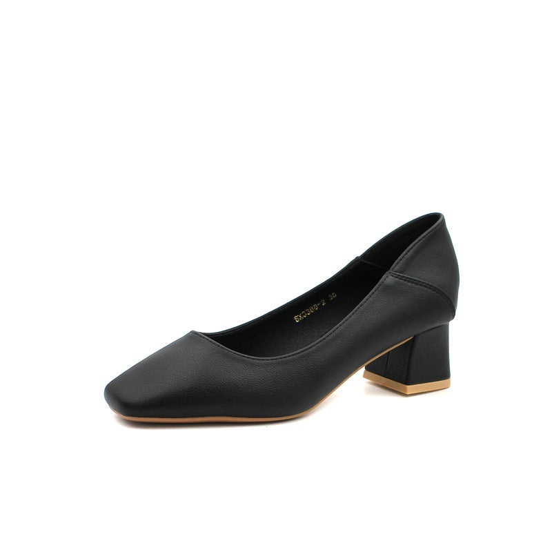 Chunky Heel Shallow Mouth Commuter Pumps