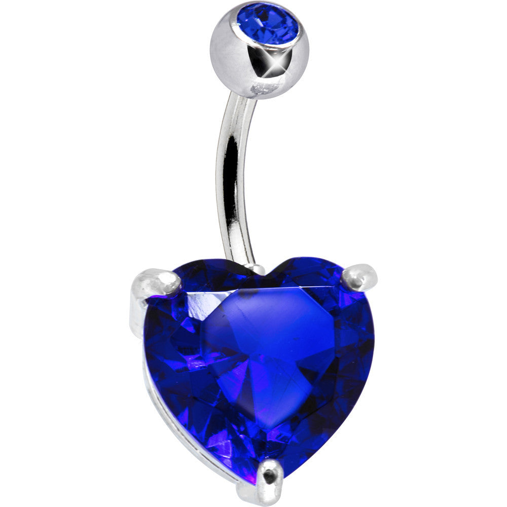 September 14mm Heart Solitaire Birthstone Belly Ring
