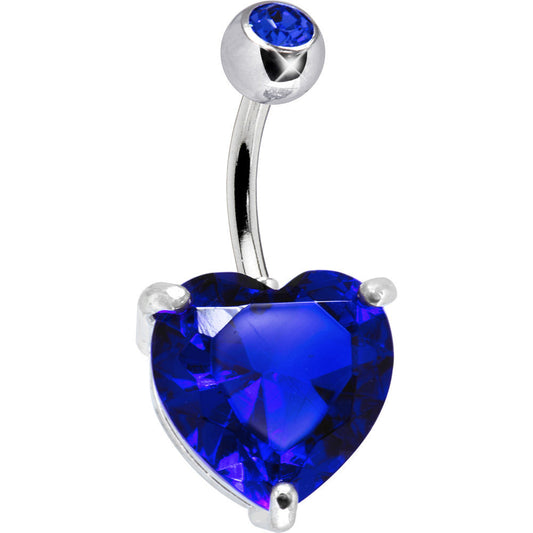 September 14mm Heart Solitaire Birthstone Belly Ring