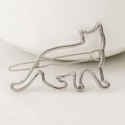 Metal Hollow Cat Hairpin Alloy Clip