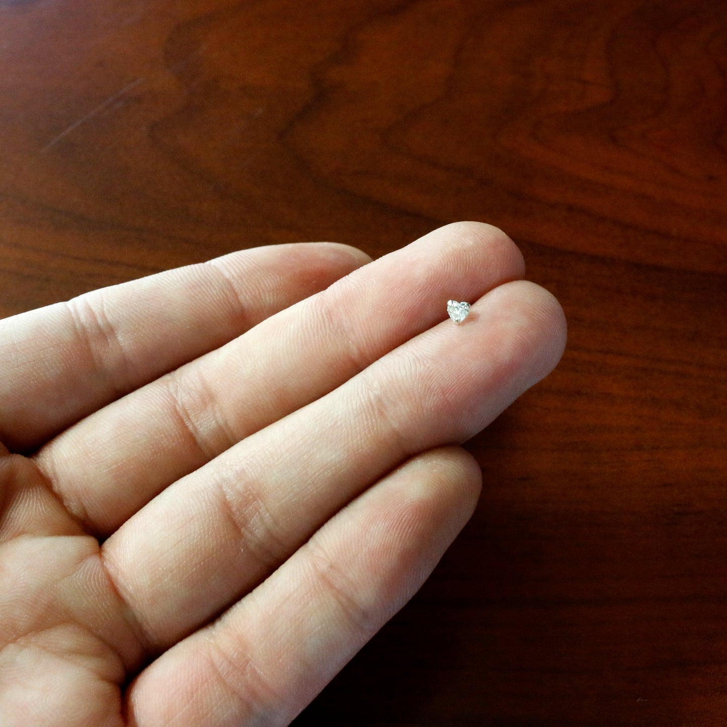 Sterling Silver 925 Clear CZ Heart Nose Ring