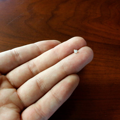 Sterling Silver 925 Clear CZ Heart Nose Ring