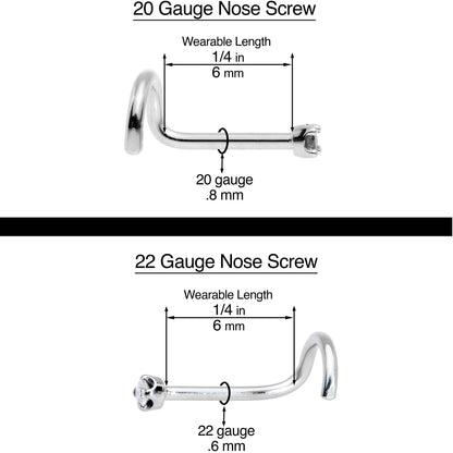 Sterling Silver 925 Clear CZ Heart Nose Ring