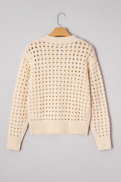 Hollowed Knit Zip Up Sweater Cardigan