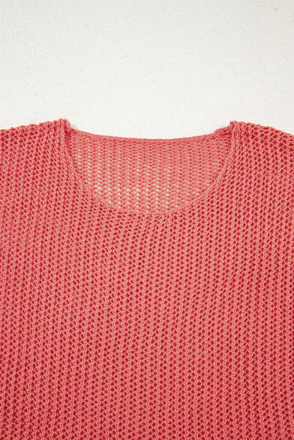 Solid Crochet Hollow-Out Sweater
