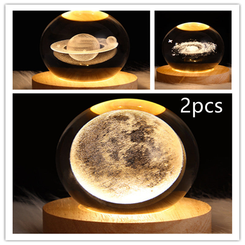 LED Galaxy Crystal Ball 3D Moon Lamp