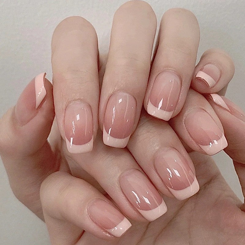 Oblique French Wearing Manicure Finished Fake Nails