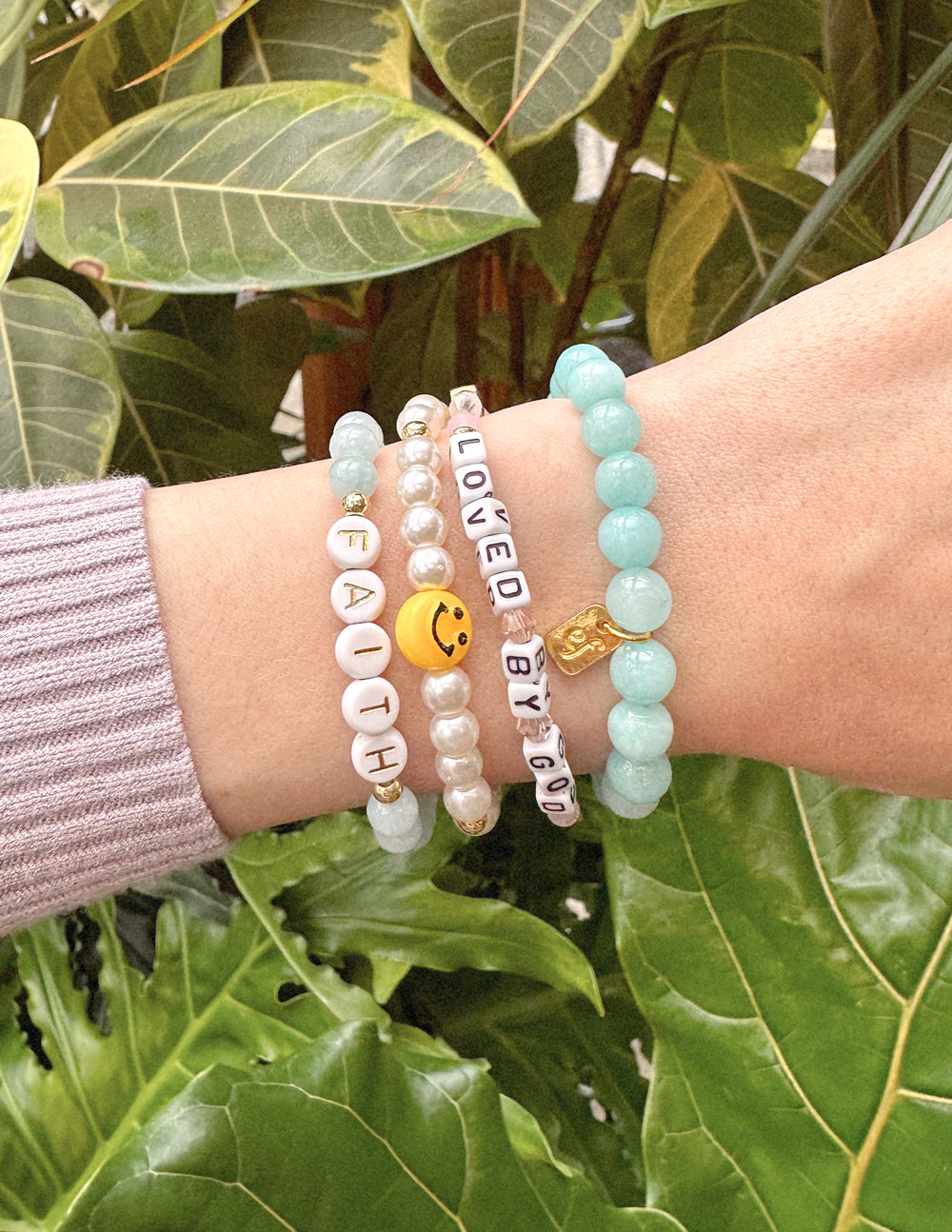 Faith Blue Letter Bracelet