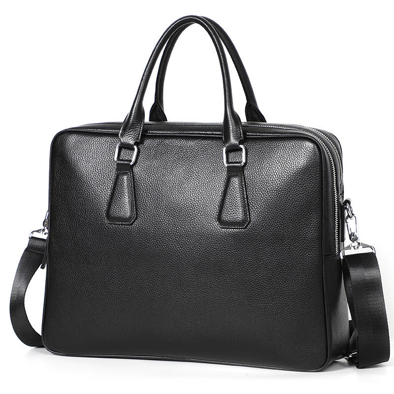 Men's Large Capacity Horizontal Leather Briefcase