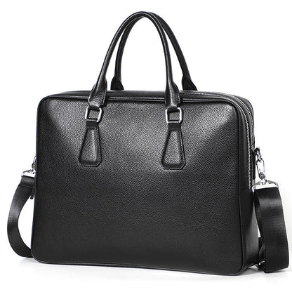 Men's Large Capacity Horizontal Leather Briefcase