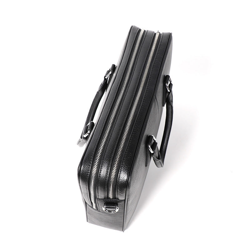 Men's Large Capacity Horizontal Leather Briefcase
