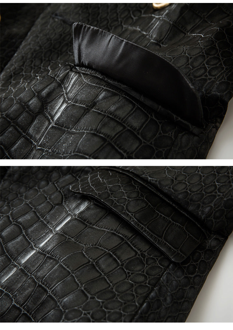 Crocodile Leather Slim-fit Jacket