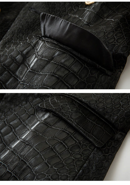 Crocodile Leather Slim-fit Jacket