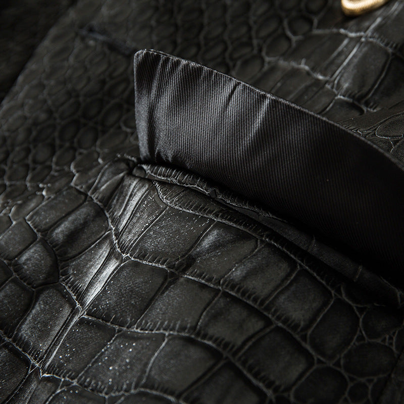 Crocodile Leather Slim-fit Jacket