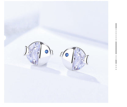 S925 Sterling Silver Kissing Gourami Stud Earrings