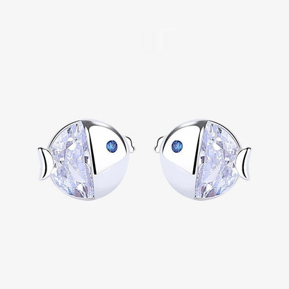 S925 Sterling Silver Kissing Gourami Stud Earrings