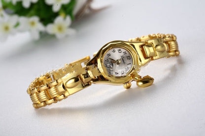 Gold Women's Rhinestone Heart Bracelet Watch