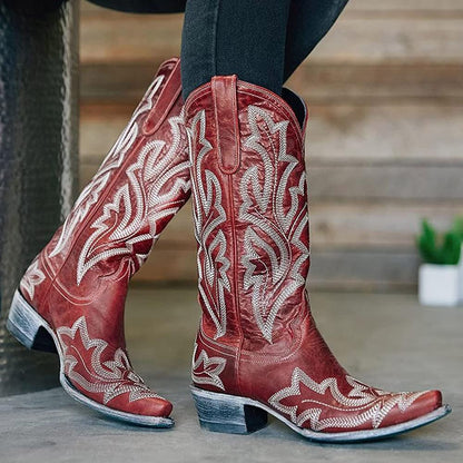 Plus Size Embroidered Long Rider Boots