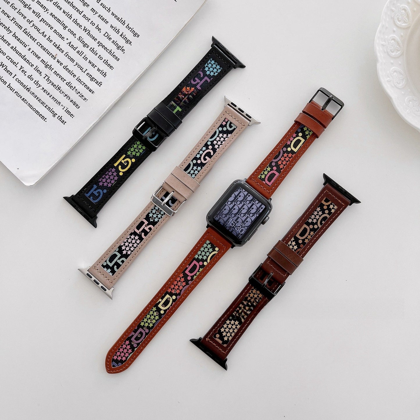 Knitted GD Hollow Leather Watch Band