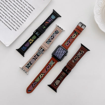 Knitted GD Hollow Leather Watch Band