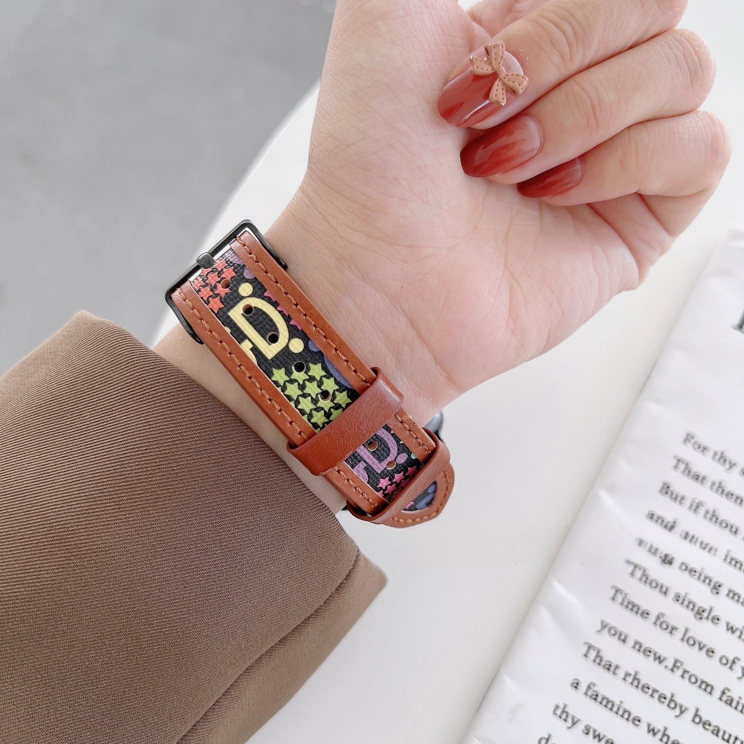 Knitted GD Hollow Leather Watch Band