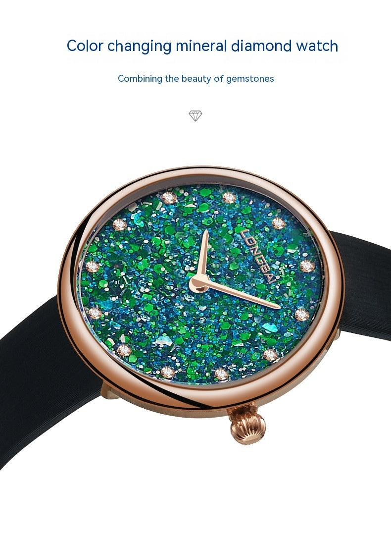 Simple Natural Sapphire Diamond Women's Watch