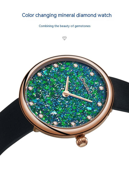 Simple Natural Sapphire Diamond Women's Watch